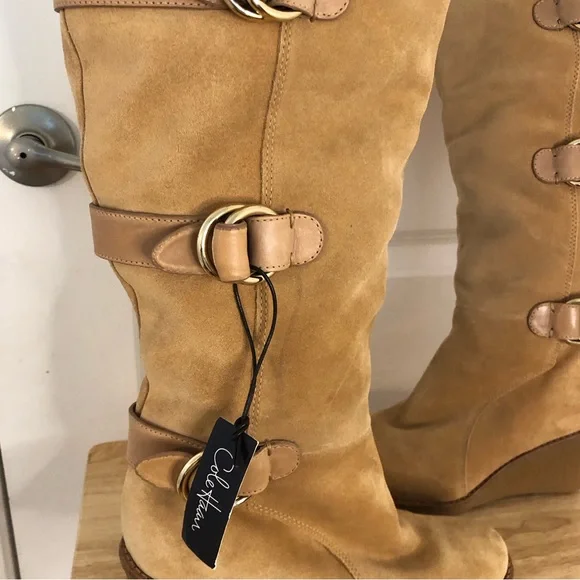 NWT Cole Haan NIKE Air Michelle Shearling Boots Waterproof suede Lamb sheep fur - Picture 4 of 14